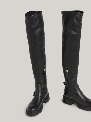 Botas de motociclista acima do joelho com meia trava