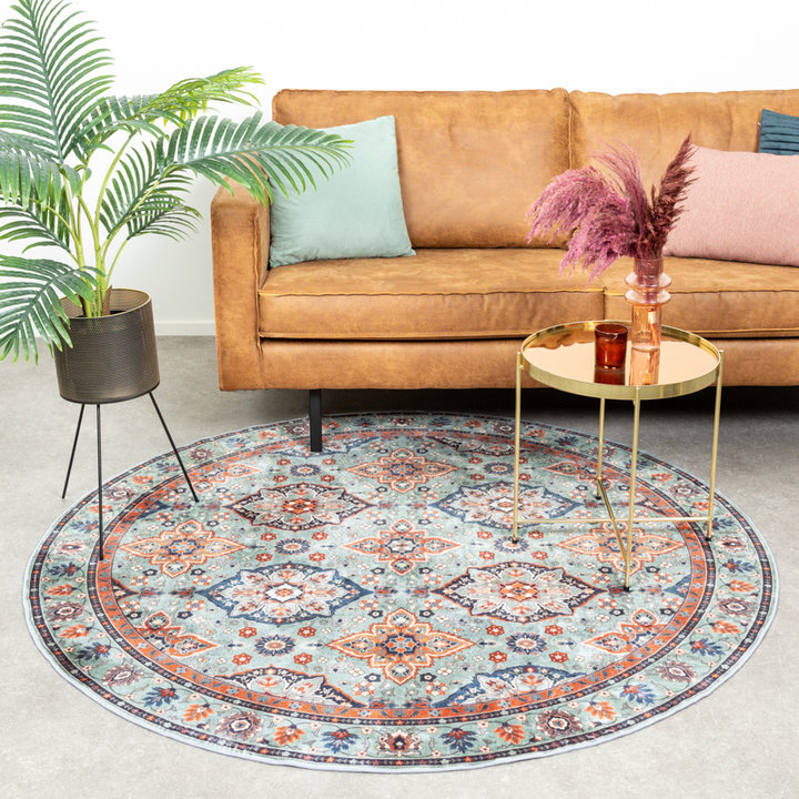 Rond vintage vloerkleed - Imagine Oriental Groen | Rijk