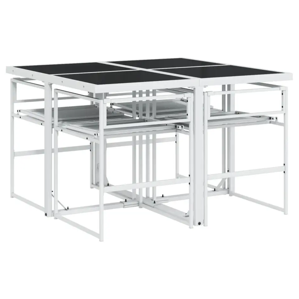 vidaXL - 5-delige inklapbaar Tuinset met kussens -Wit textileen - 110x107 cm