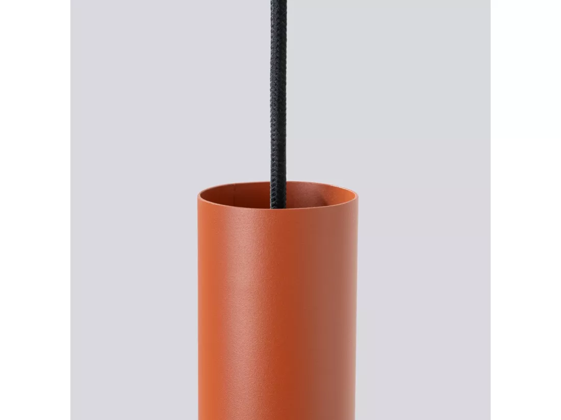 Lampe à suspension Lagos grenier en acier - 3 sources lumineuses - L.19,5 x H.108 cm - ocre rouge