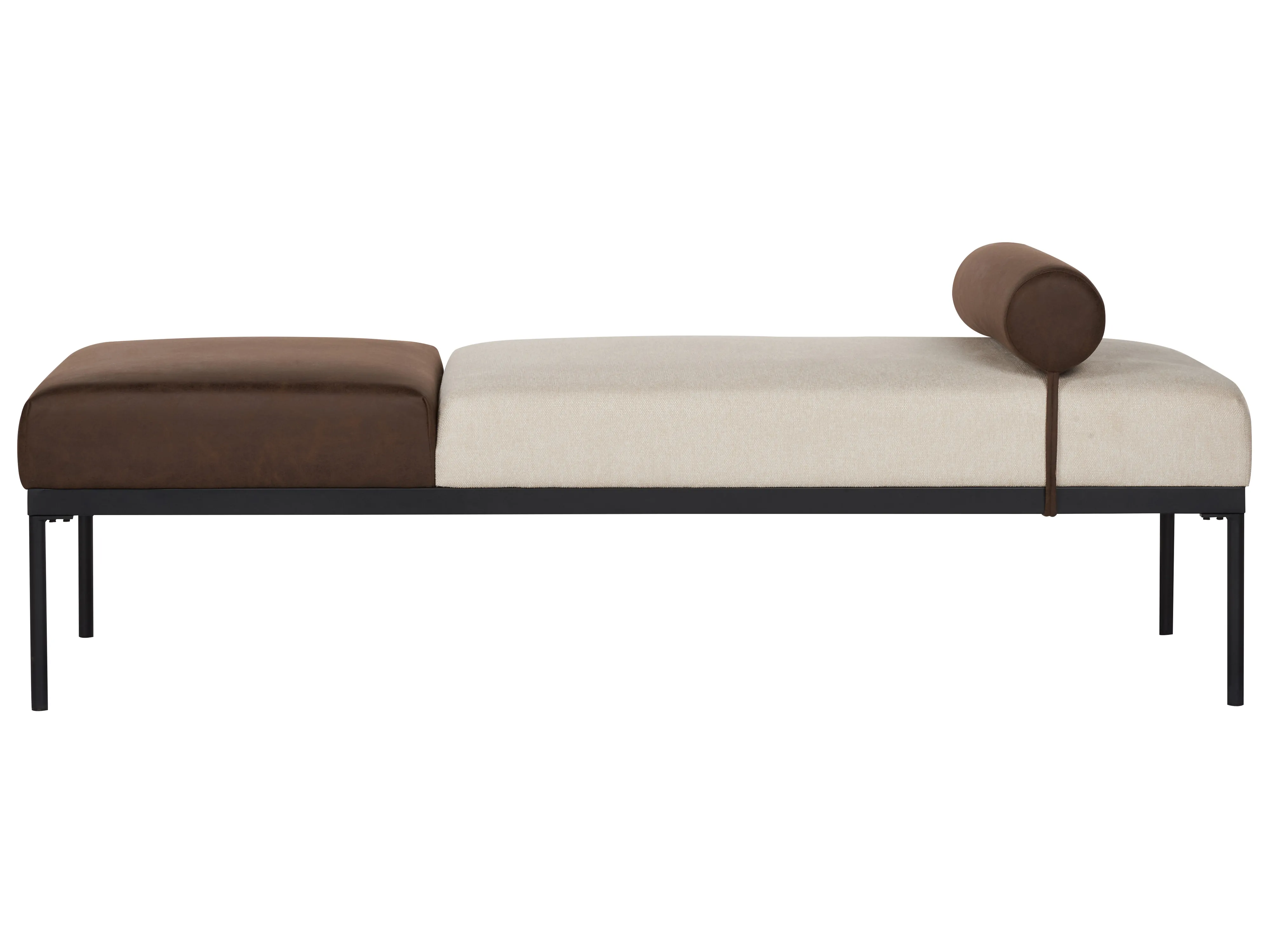Chaise longue MALMOS Kunstlinnen Kunstleer Donkerbruin