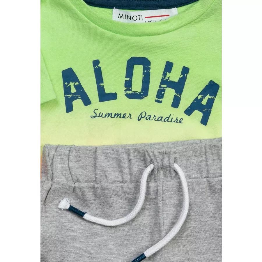 MINOTI Shorts und T-Shirt im Set NeongrünNeonorangeGrau
