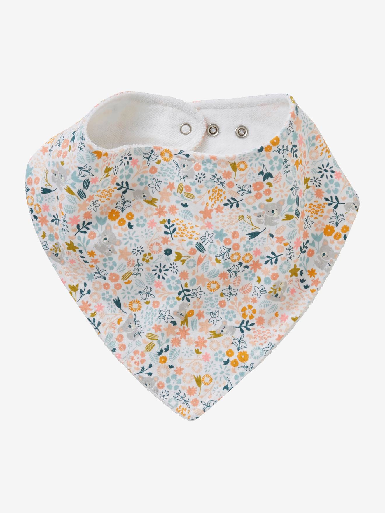 Conjunto de 2 babadores bandana brancos escuros com estampa