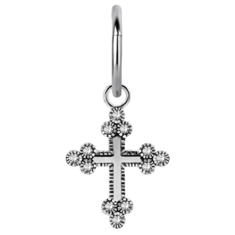 Charms croix en acier chirurgical avec brillants