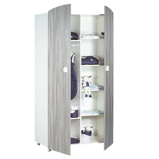 Hugo armoire 2 portes   Gris / Blanc        de               Sauthon Baby's Sweet Home