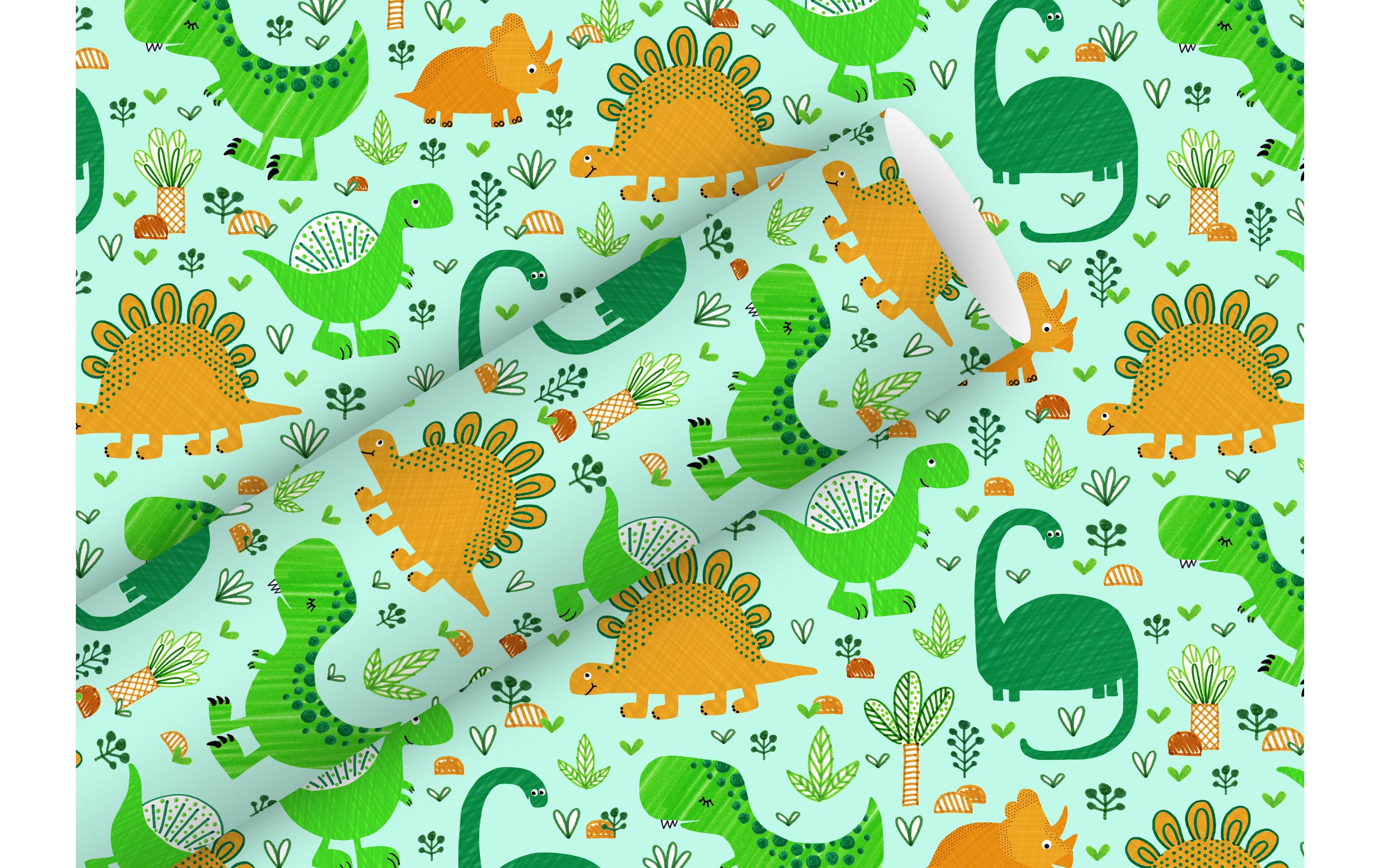 Geschenkpapier Funny Dinos 2 m x 70 cmPapierrolle zum Einpacken von Geschenken