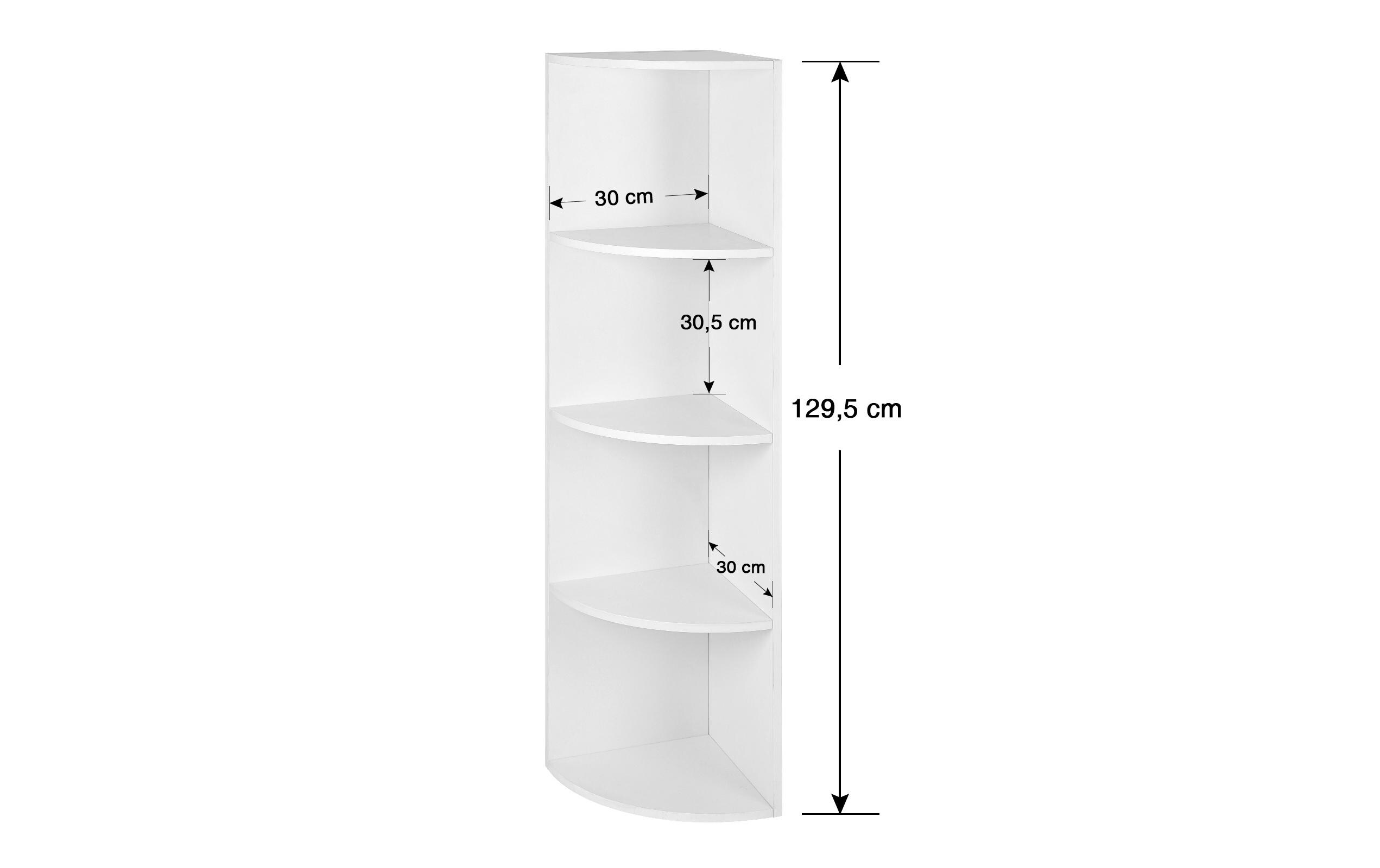 Regal 30 cm x 129.5 cm, WeissStandregal