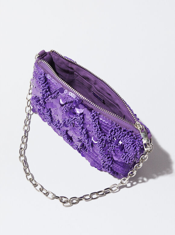 Sacola de Festa com Lantejoulas e Enfeites - Violeta