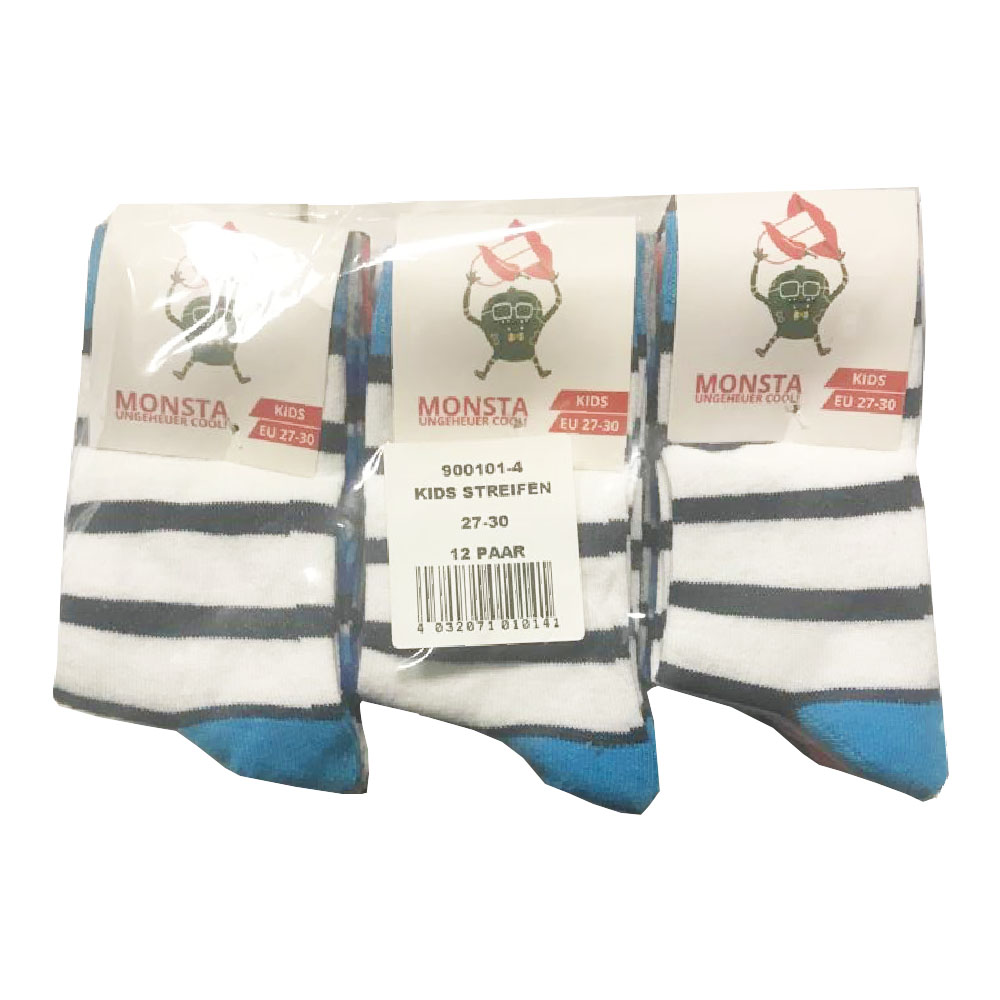 Kindersocken mit Streifen 12er Pack 27-30