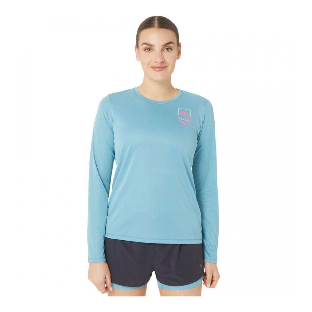 Asics FUJITRAIL LOGO - Tee-shirt Femme gris blue