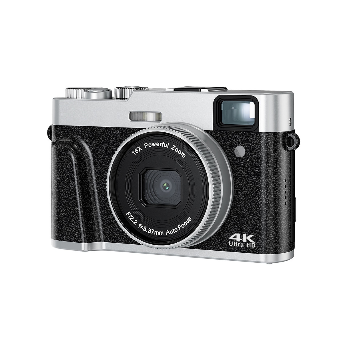 Digitalkamera 4K/48MP/16X Zoom/Autofokus/Søker/Anti-Shake med 32GB minnekort