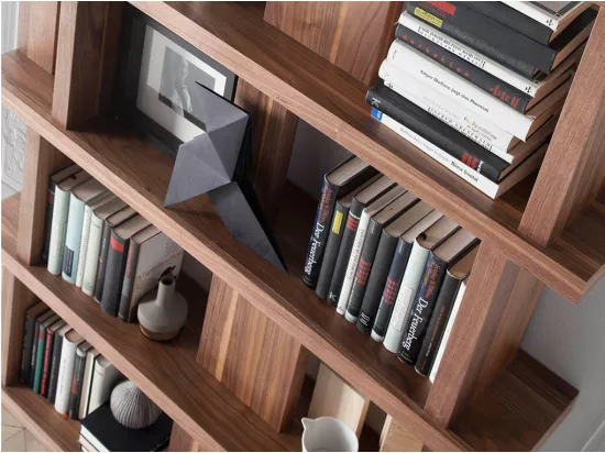 Bibliothèque en bois plaqué de noyer Koza
