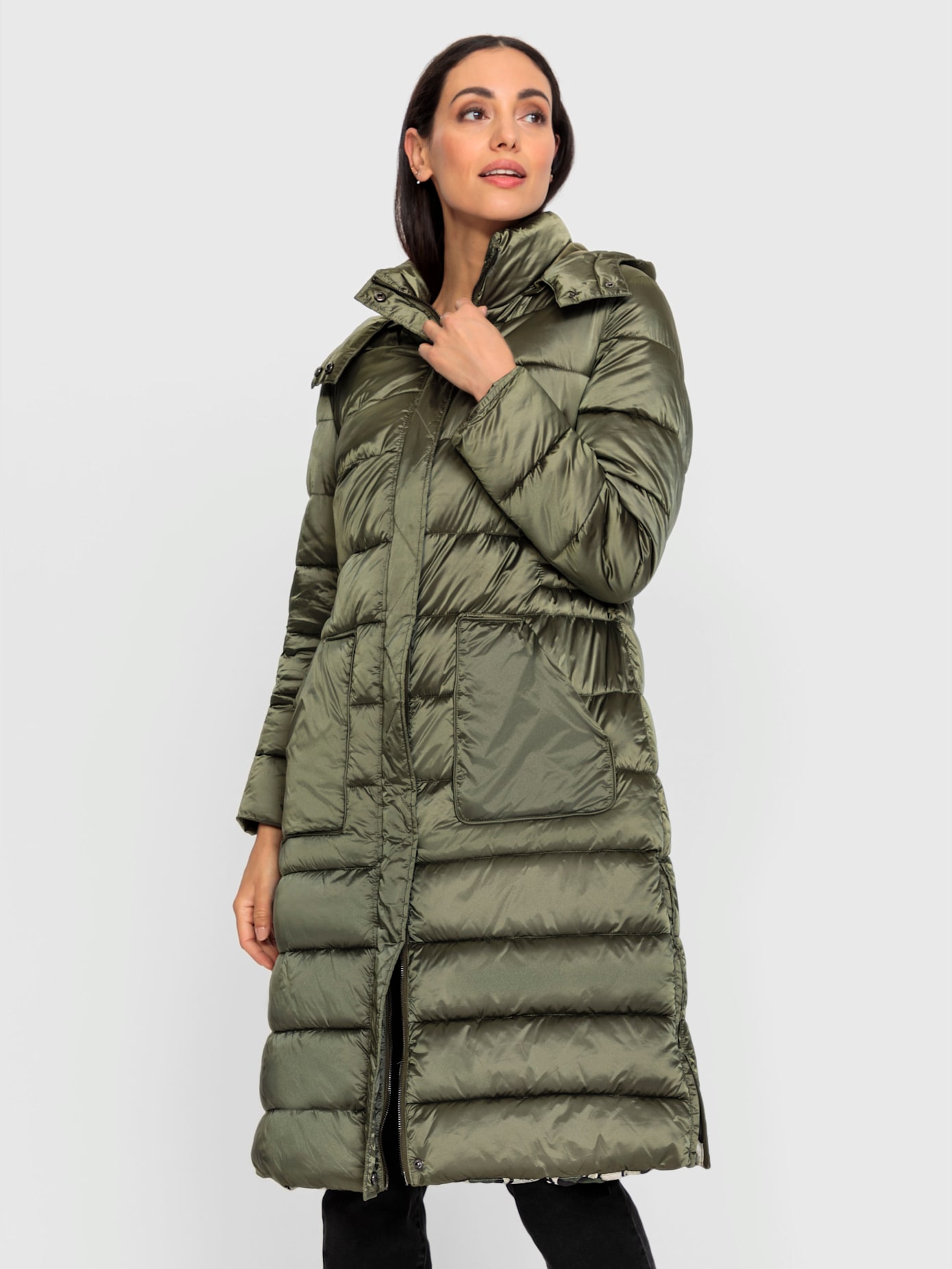 Manteau matelassé velours élastique brillant dans la capuche