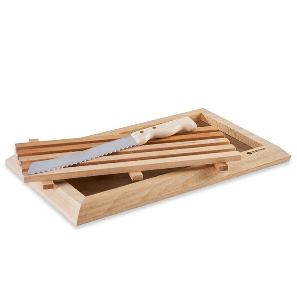 Planche à pain en hêtre avec grille amovible et couteau 38,5 cm Mathon