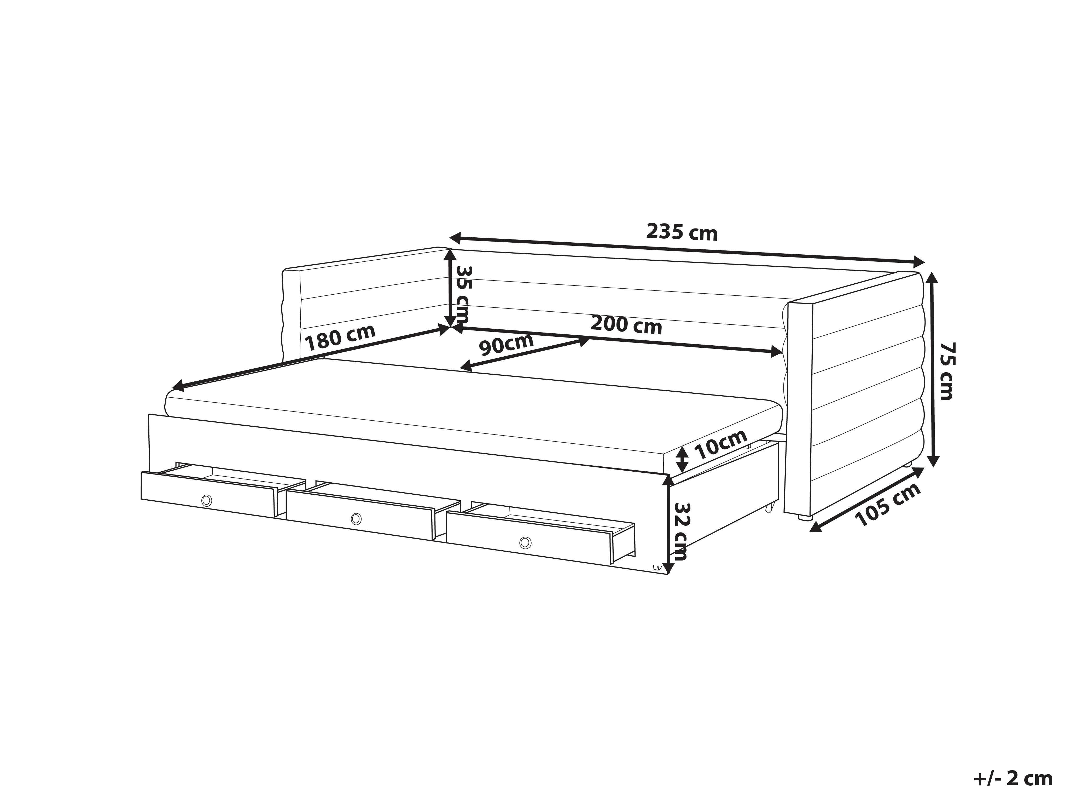 Bedbank met opbergruimte Fluweel MEUDON 90 x 200 cm Grijs