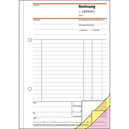 Sigel Rechnungen fortlaufend nummeriert, A5, 3x50 Blatt, selbstdurchschreibend