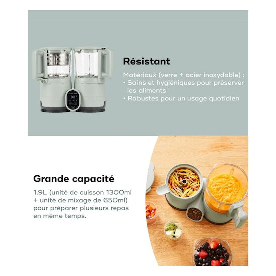 Nutribaby Glass - Robot en verre cuisson rapide   Celadon        de               Babymoov