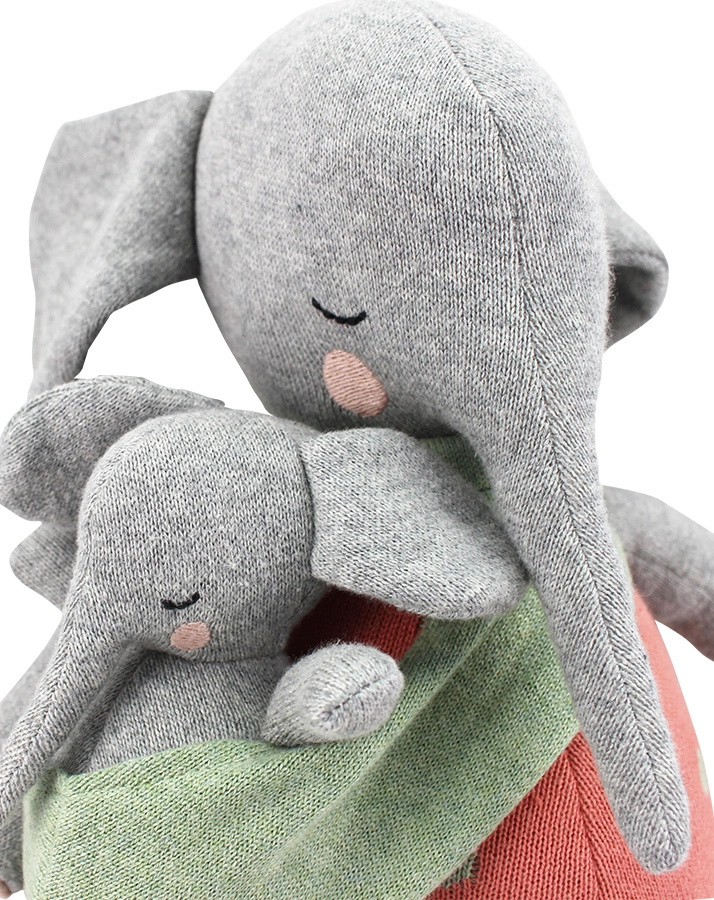 Kuscheltier ELEFANTENMUTTER MARLENE MIT BABY in bunt