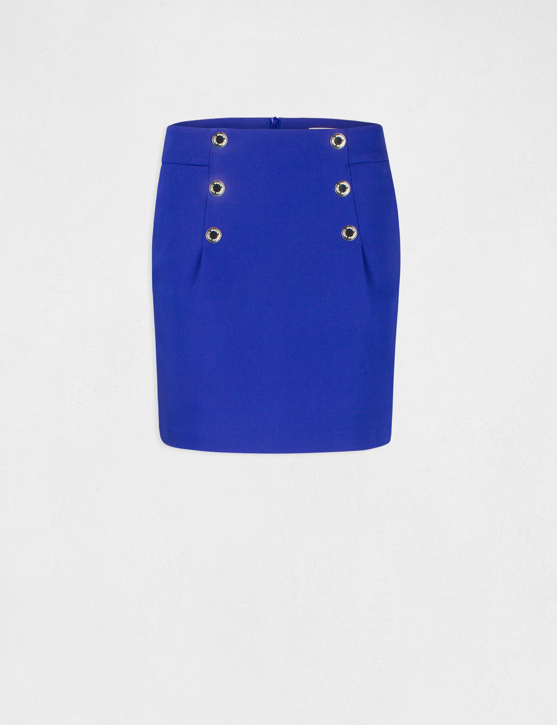 Jupe droite taille haute avec boutons bleu electrique femme - bleu_electrique