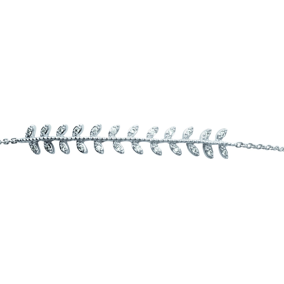 Bracelet Brillaxis argent fine feuille