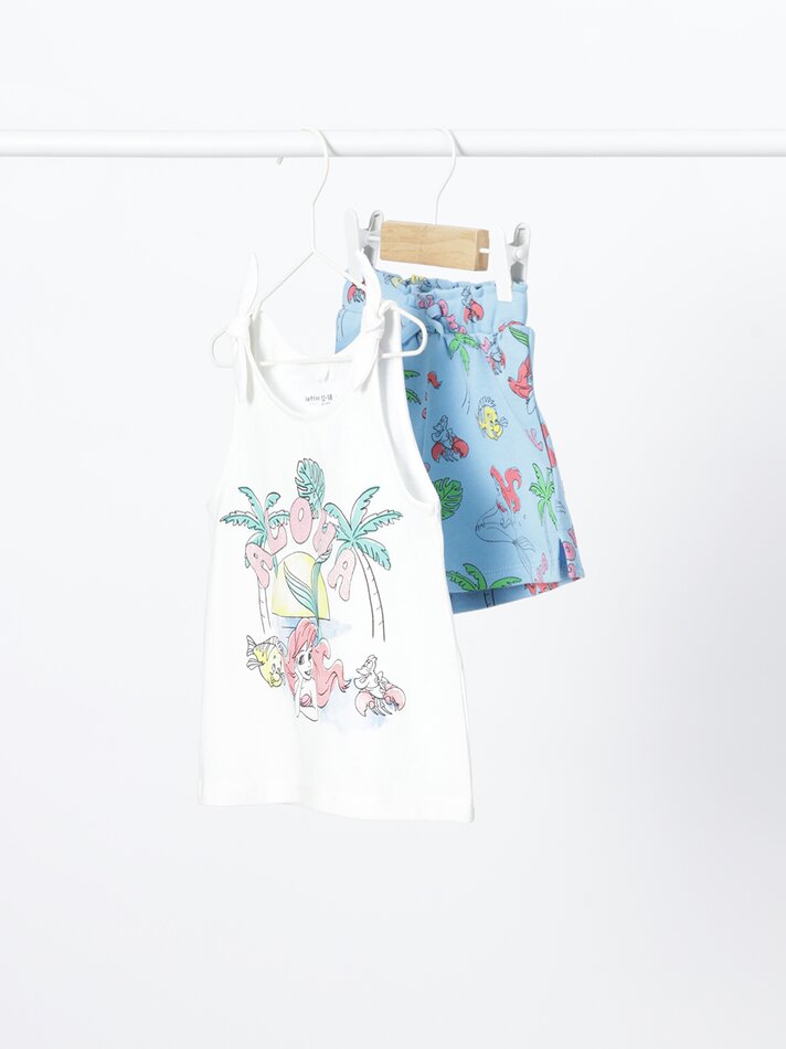 Conjunto de regata e shorts da Pequena Sereia ©DS - Off-White