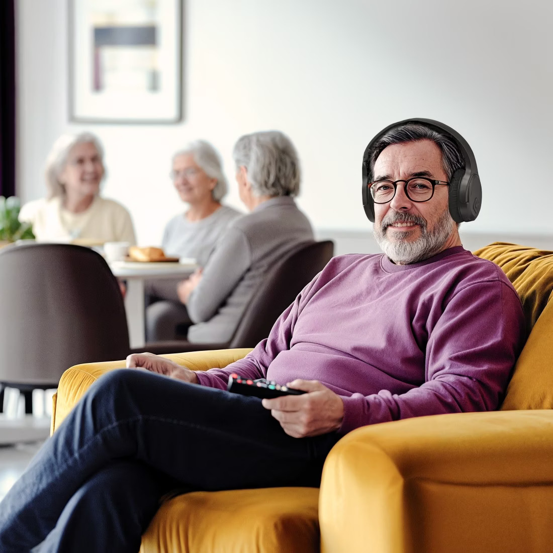 Wireless Over-Ear TV Fernseh-Kopfhörer mit 2.4 GHz / Bluetooth und Noise Cancelling inkl. Ladestation (00221848) - Schwarz