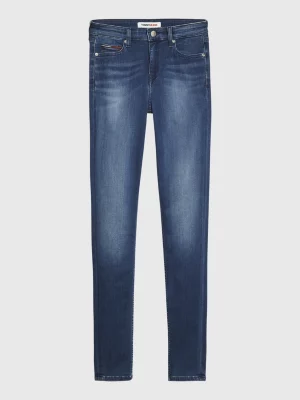 Calça jeans Nora de cintura média, skinny e desbotada.