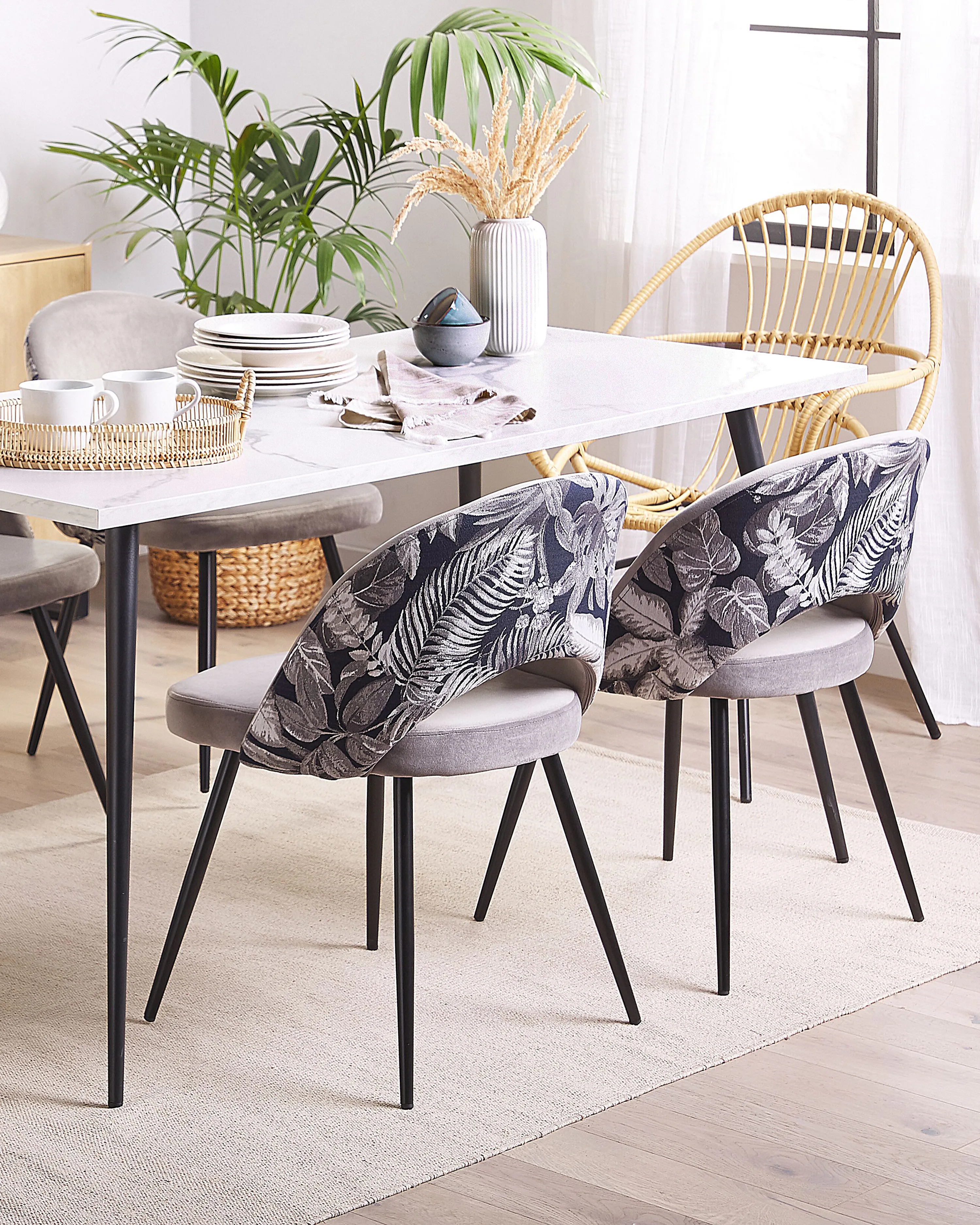 Set van 2 eetkamerstoelen VIVIAN Fluweel Grijs