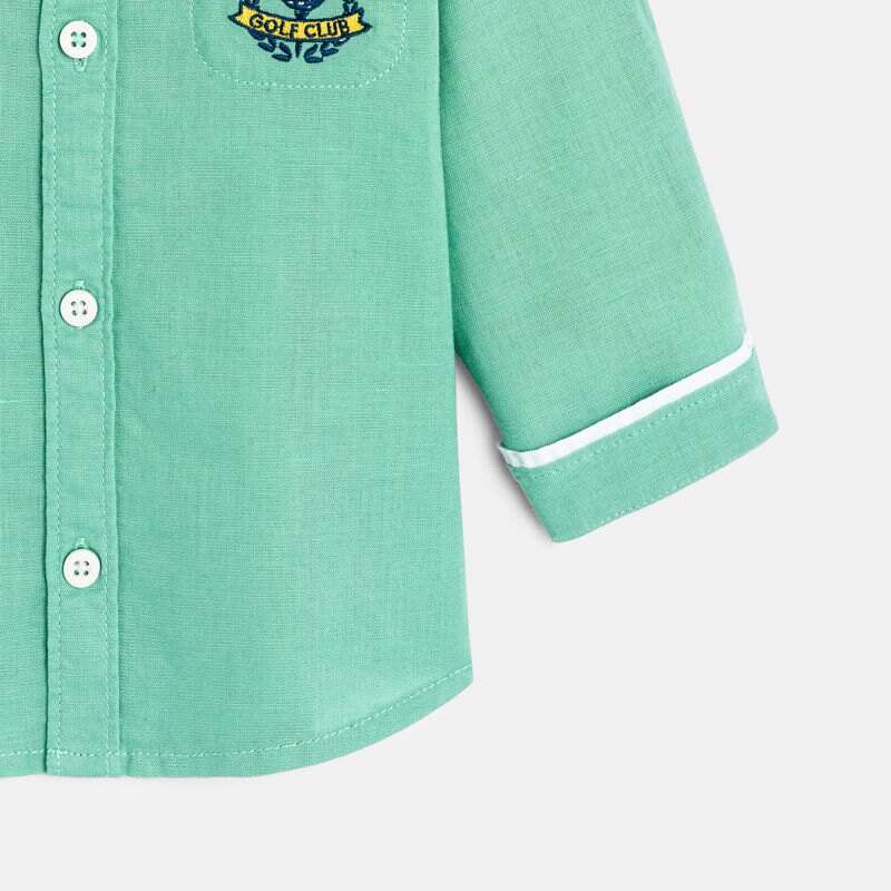 Chemise modulable coton et lin vert bébé garçon Vert