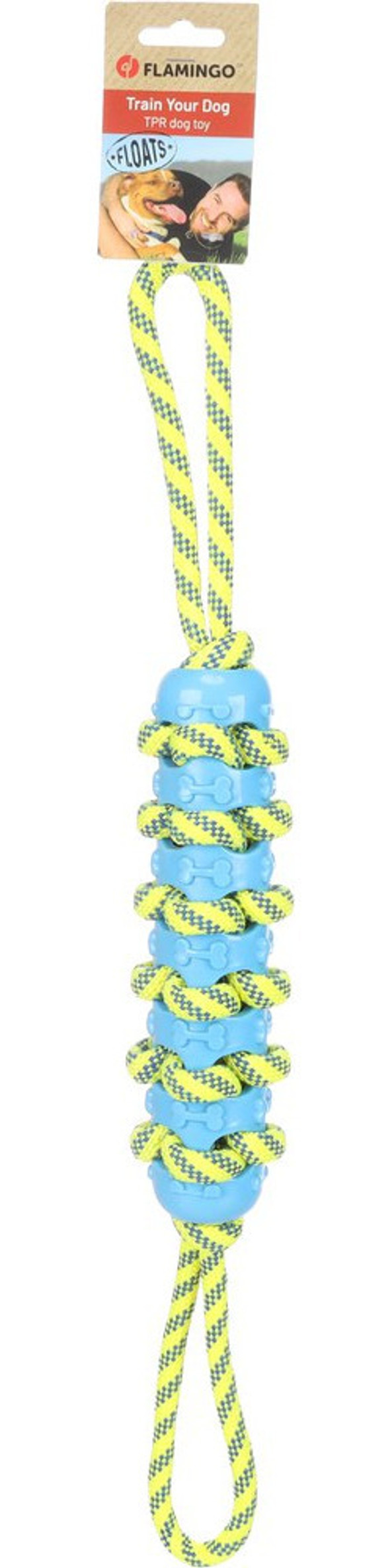 Flamingo f-523976 - Jouet Corde à tirer Bâton Bleu & Jaune
