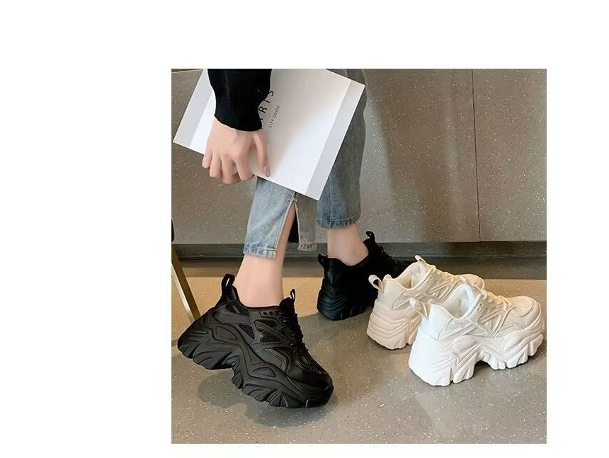 caneik - Sneakers met effen platformpaneel en mesh