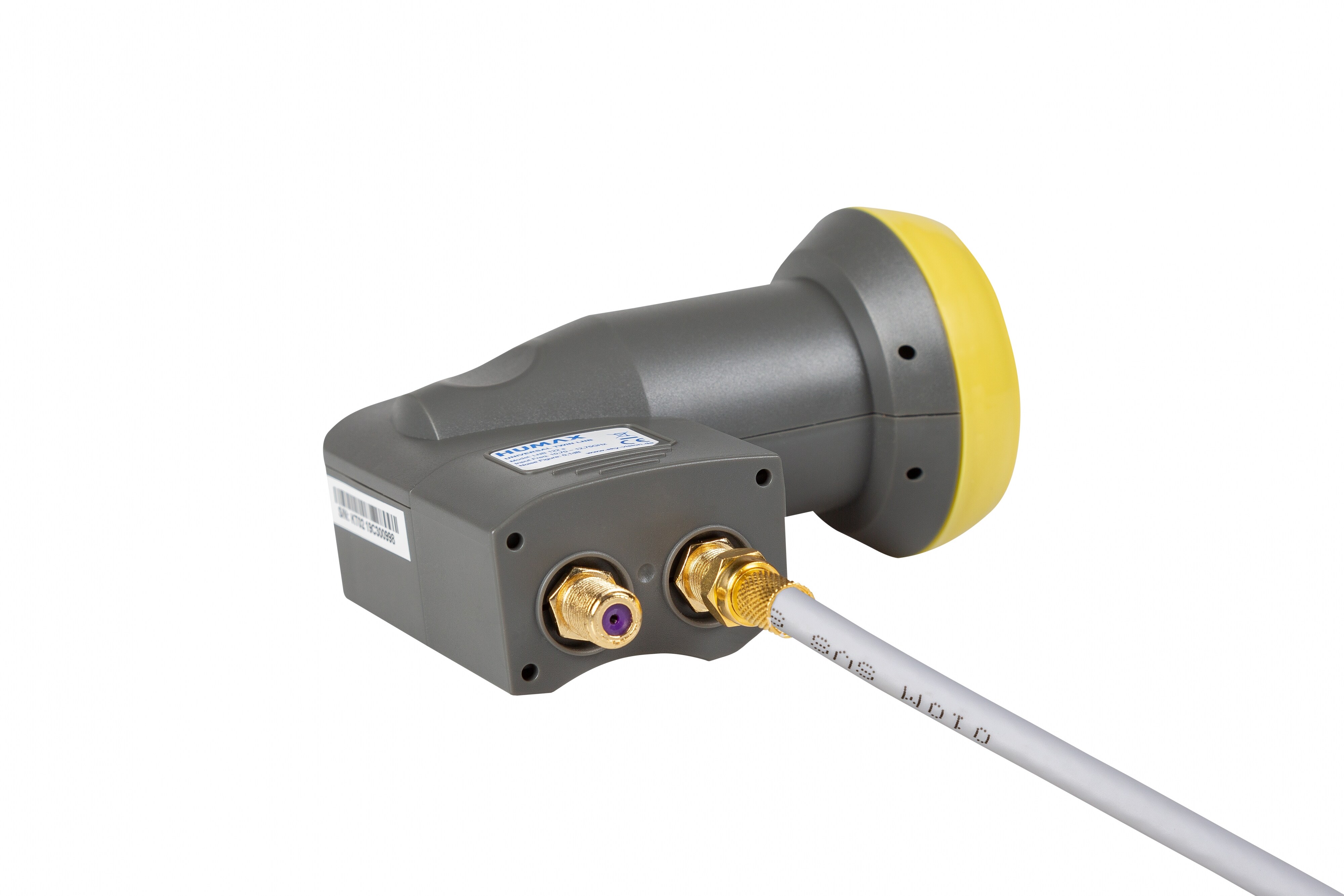 Humax Twin Universal LNB, Wetterschutz, LTE-Filter, schwarz/gelb