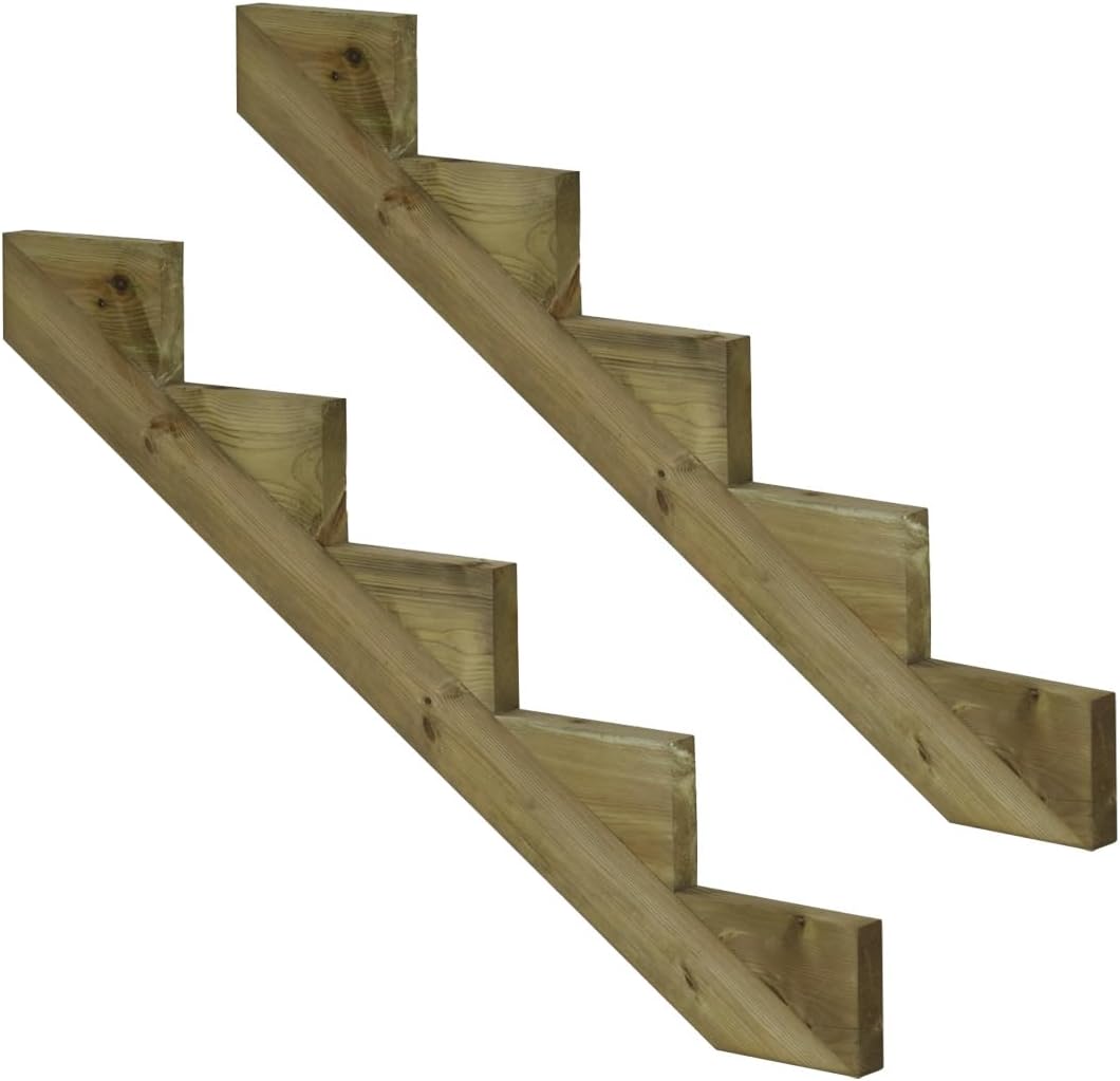 2er Set Treppenwange 5 Stufen aus KDI Holz für Gartentreppen-Höhe 85cm - Tiefe 125cm