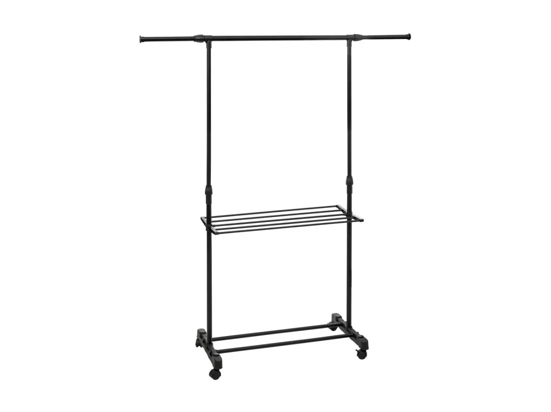 Penderie Portant à vêtements en métal noir avec étendoir H 160 cm