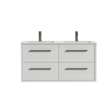 Tiger Boston badkamermeubel 120 cm hoogglans wit met greep rvs en wastafel hoogglans wit