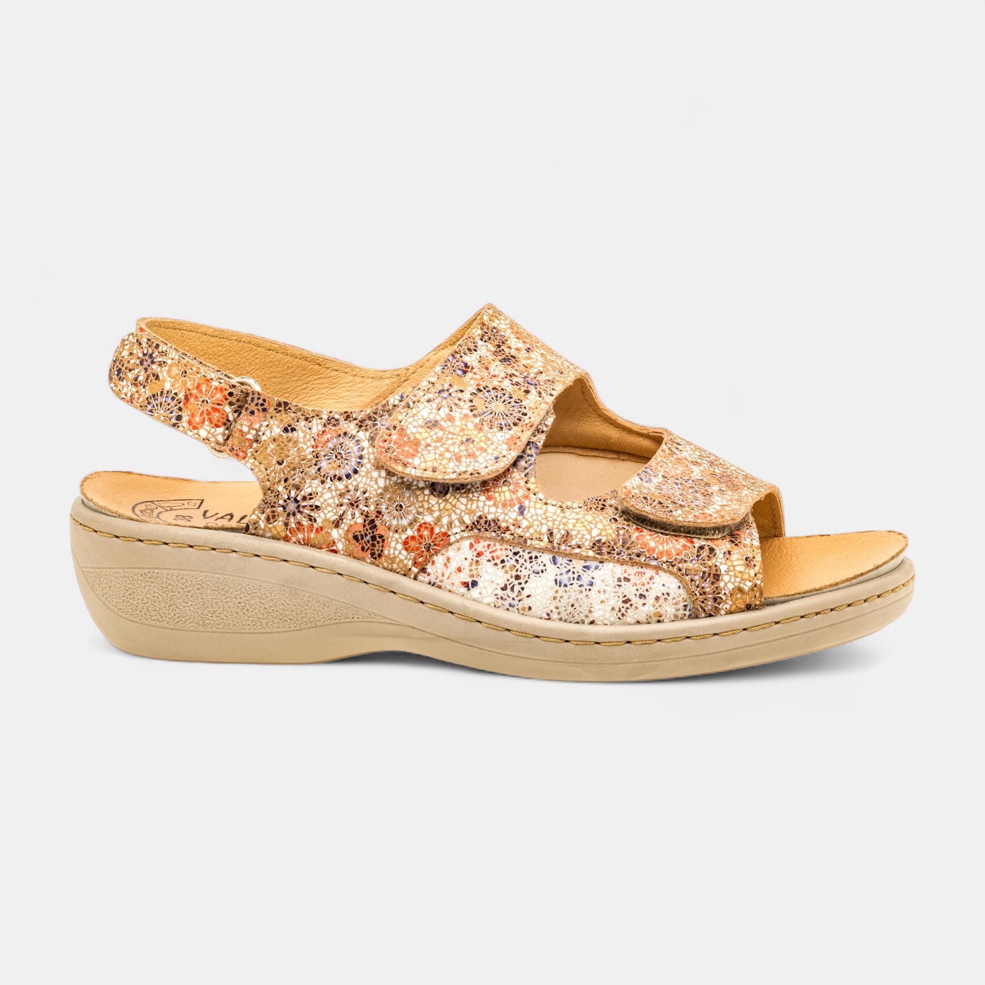 Nu-pieds confort Femme en cuir multicolore
