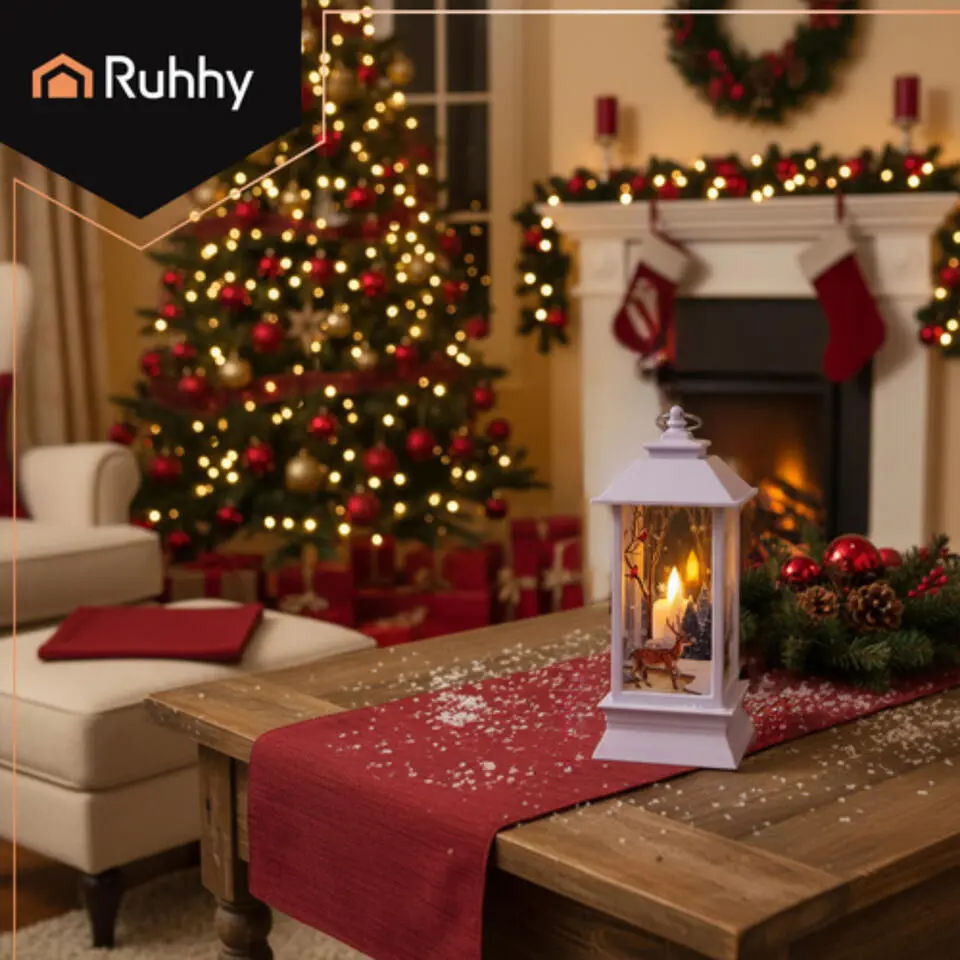 Ruhhy Kerstlantaarn - wit - 12 x 5 cm - kunststof - LED