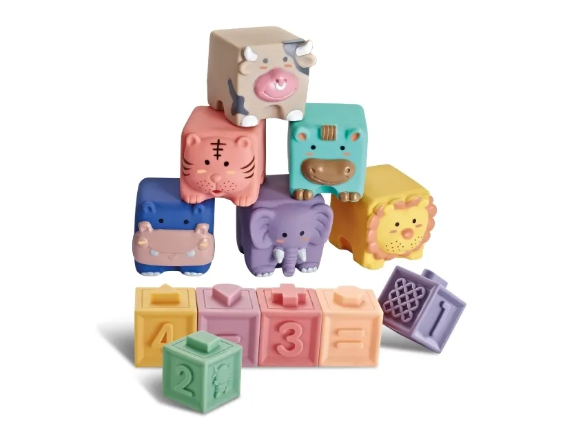 Byggeklodser m. tal og dyr 12 stk / Soft Building Blocks w. numbers and animals 12 pcs