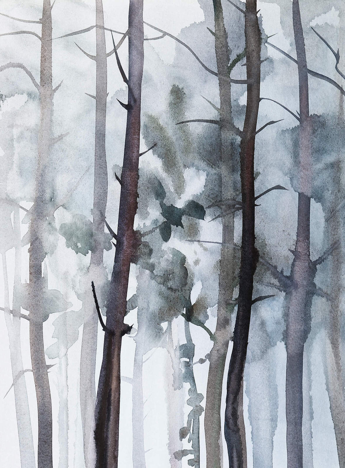 Fototapete DESIGNWALLS 2.0 - Wald - blau-grau - 2,6 Meter