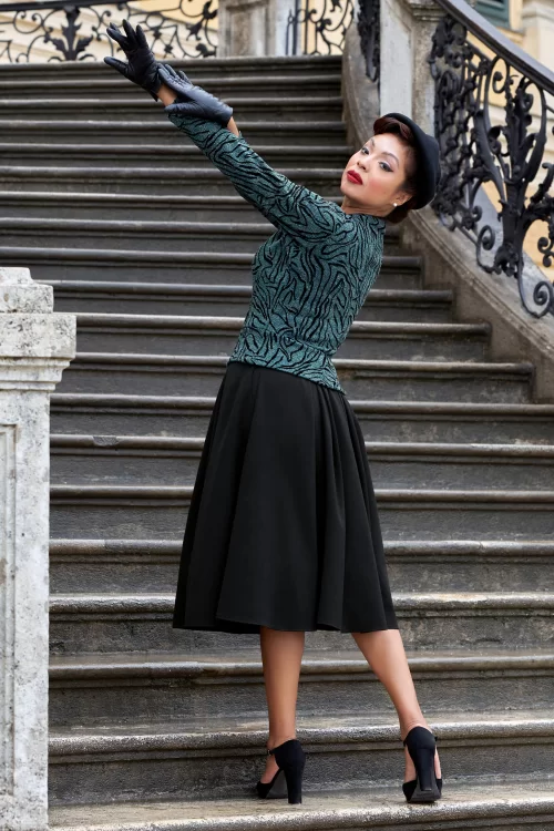 Miss Candyfloss Dariella Kat gebreide cardigan in petrol