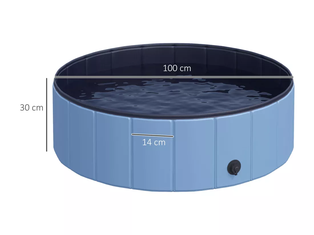 Piscine pour chien bassin PVC pliable anti-glissant facile à nettoyer diamètre 100 cm hauteur 30 cm bleu