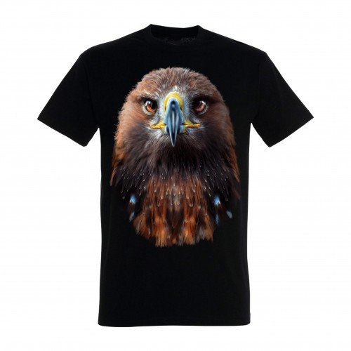 Camiseta preta com estampa da águia europeia.
