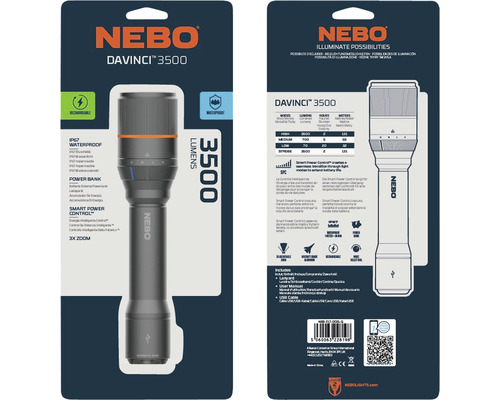 NEBO Davinci 3500 Alu oplaadbare LED-zaklamp