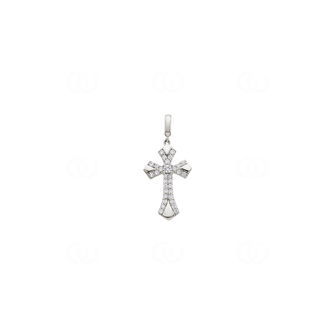 Anhänger 750/18 K Weissgold Kreuz mit Zirkonia