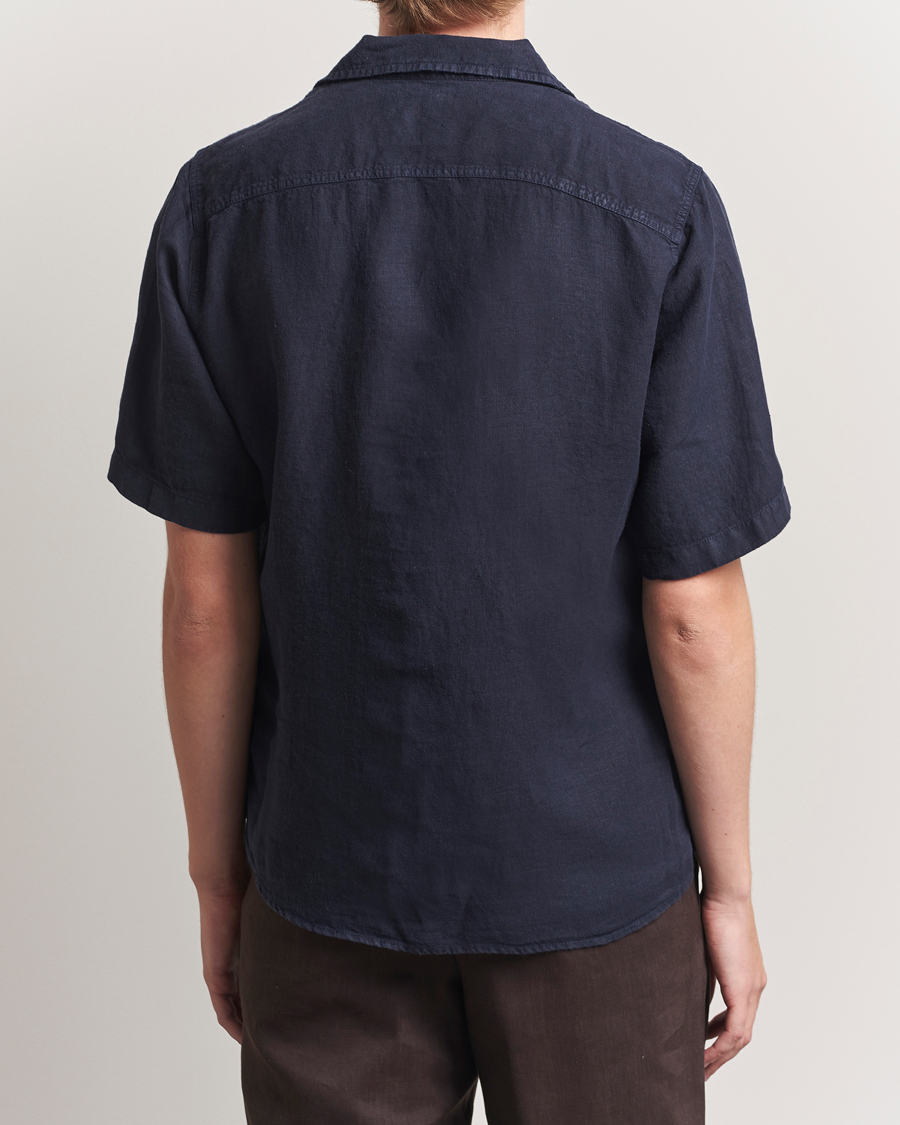 Oscar Jacobson Reg Fit City Linen Shirt Navy