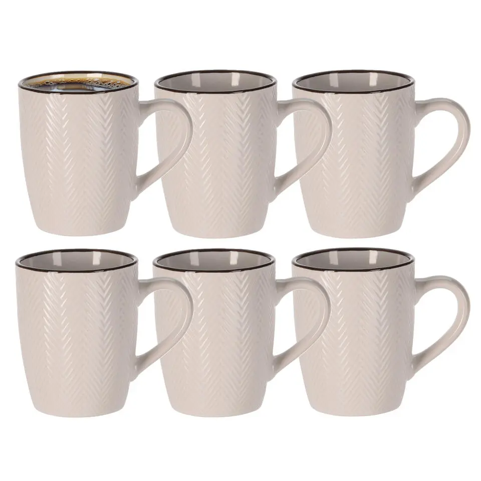 Siaki Koffiemok/theemok - Fishbone - beige - 370 ml