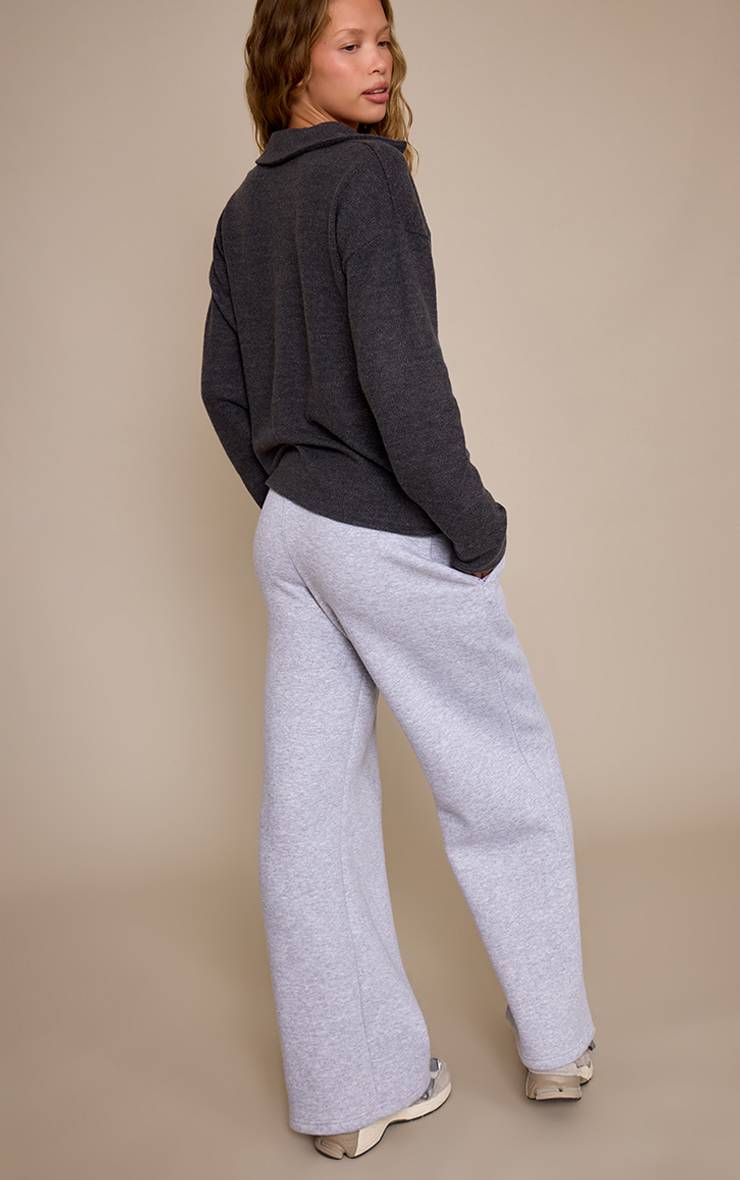 Gris Chiné Joggers À Taille Repliée Et Jambes Larges