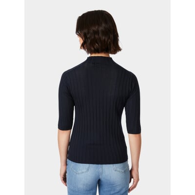 Damen-Strickshirt Halbarm, Dunkelblau