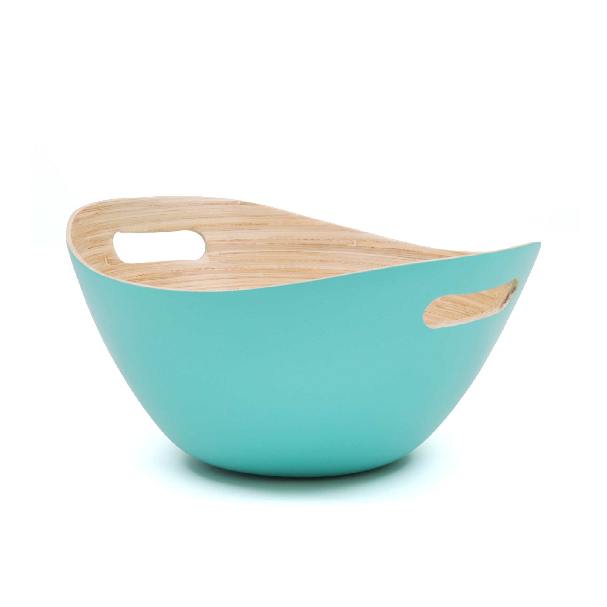 Bambusschale 'Wave' L, türkis, B 30 cm, L 26 cm, H 15 cm von fischer's lagerhaus