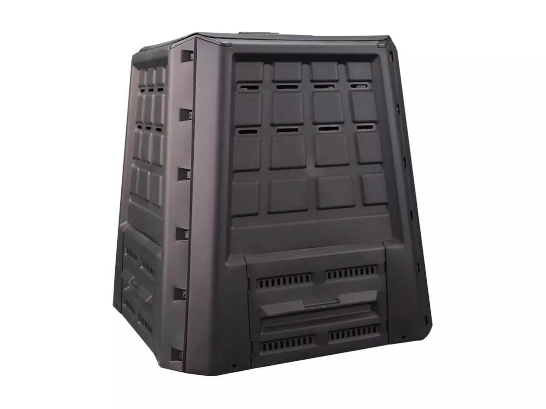 Poubelle Herne, Composteur de jardin, Conteneur pour compostage domestique, 100% Made in Italy, 80x80h82 cm, Anthracite